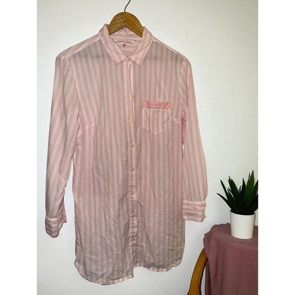 Victoria’s Secret Pink Stripe Pajama Sleep Shirt Small Coquette Loungewear - Picture 3 of 13